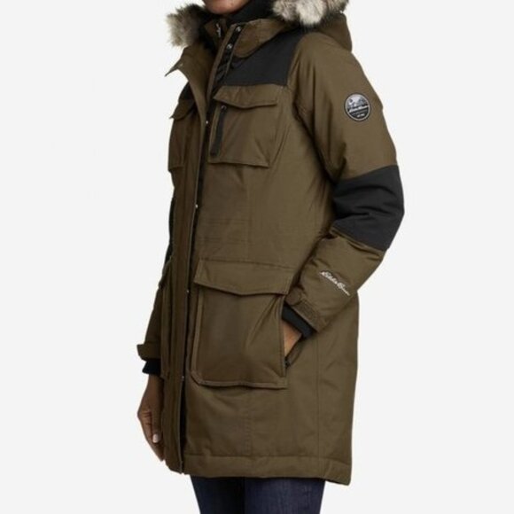 EDDIE BAUER WOMEN'S VINSON MOUNTAIN OPS DOWN PARKA FAUX FUR NEW  SMALL NWT FIRM - Picture 2 of 15